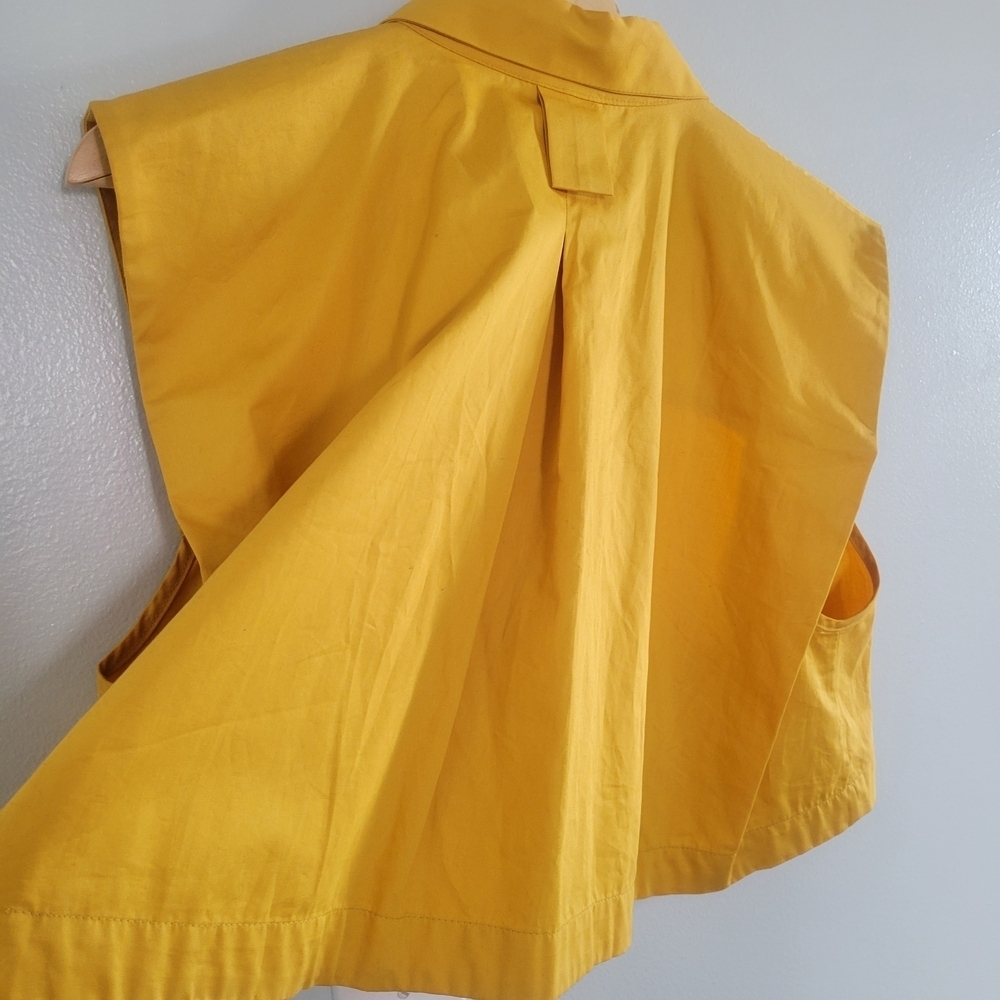 NWT ZARA Mustard Yellow Sleeveless Jacket - Size M Utility Style Jacket - Picture 6 of 11